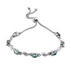 Verstellbares, himmelblaues Topas-Armband, ca. 26.75 cm, Edelstahl, ca. 3,98 ct
