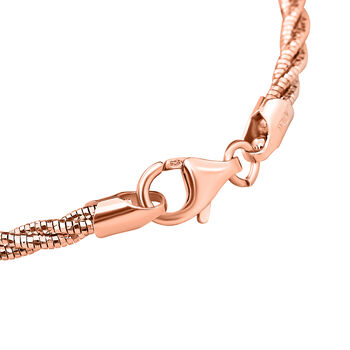 Geflochtenes Omega-Armband in 925 Silber ros&eacute;vergoldet, 19 cm