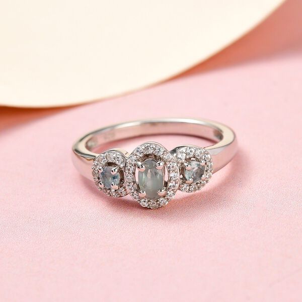 Alexandrit und wei&szlig;er Zirkon-Ring - 0,70 ct. image number 2