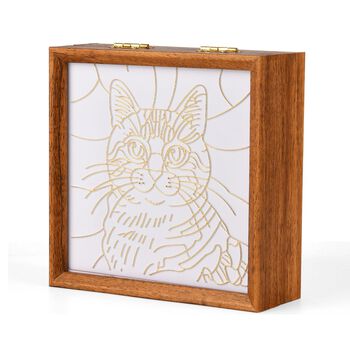 "Golden Lottery Painting              storage box-cat Product size: 23 * 15.3 * 6CM Packaging: 1 piece/white box Function: Storage box, colored sand, water-based eco-friendly adhesive, plastic cup, oil painting scraper"