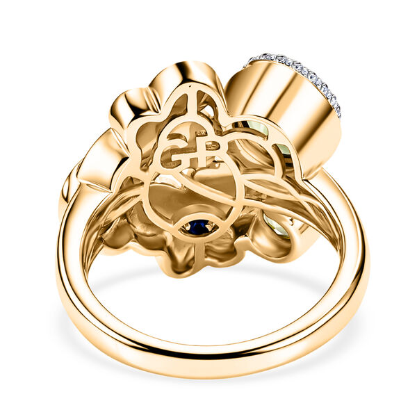 GP - AA Peridot Ring 925 Silber 750 Gelbgold vermeil (Gr&ouml;&szlig;e 17.00) ca. 2,18 ct image number 5