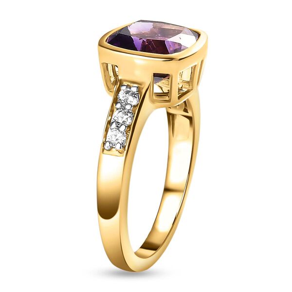 Nat&uuml;rlicher, marokkanischer Amethyst und wei&szlig;er Zirkon-Ring, 925 Silber vergoldet  ca. 3,83 ct image number 5