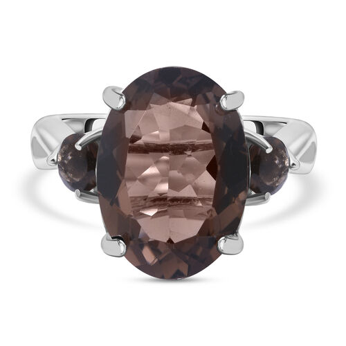 Rauchquarz Ring, 925 Silber platiniert (Größe 16.00) ca. 5.81 ct image number 0