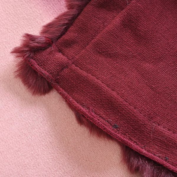 Damen Poncho aus Kunstfell f&uuml;r Herbst und Winter, Wei&szlig; und dunkelrot image number 4