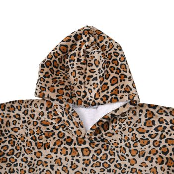 Doppellagige, superweiche Hoodie-Decke mit Sherpa-Futter, Leopard-Muster