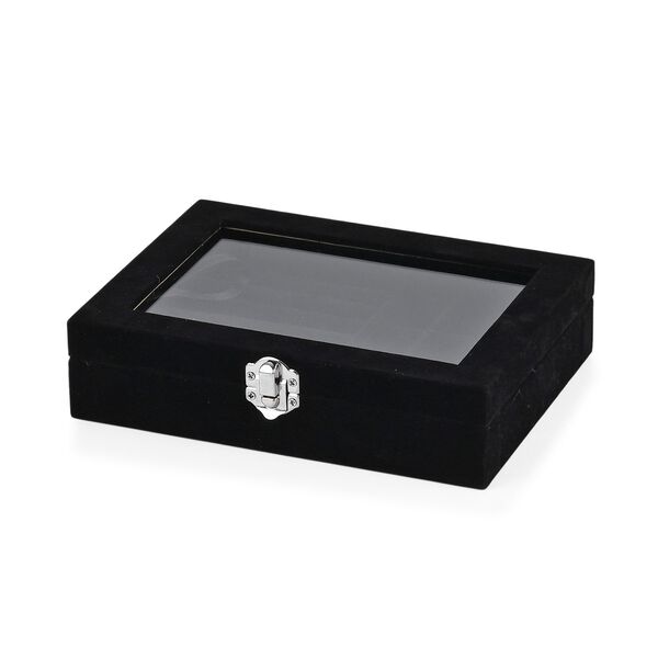 Elegante Schmuckbox aus edlem Samt mit Glasdeckel, 20x15x5 cm, Tiefschwarz image number 3