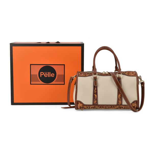 Grand Pelle  - Echtleder Umhängetasche, 34,5x15x21 cm, beige image number 7