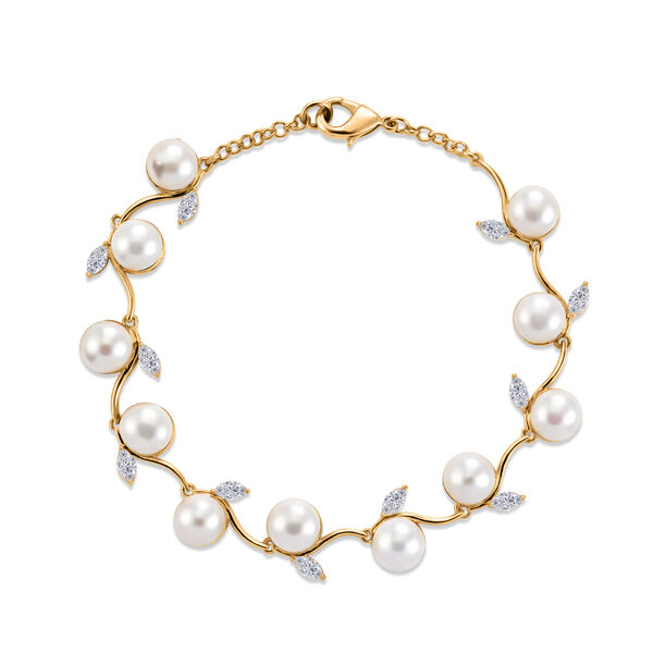 EVER TRUE S&uuml;&szlig;wasser Perle (7-7.5 mm), Wei&szlig;er Topas Armband ca. 20 cm Nickelfreies Messing