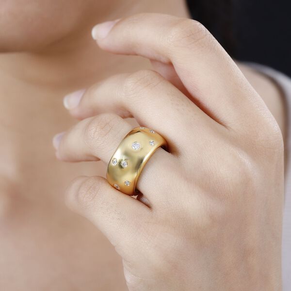 Moissanit Ring, 925 Silber 750 Gelbgold Vermeil image number 3