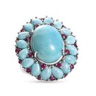 D’joy AA Larimar Ring 925 Silber rhodiniert (Größe 19.00) ca. 22,54 ct