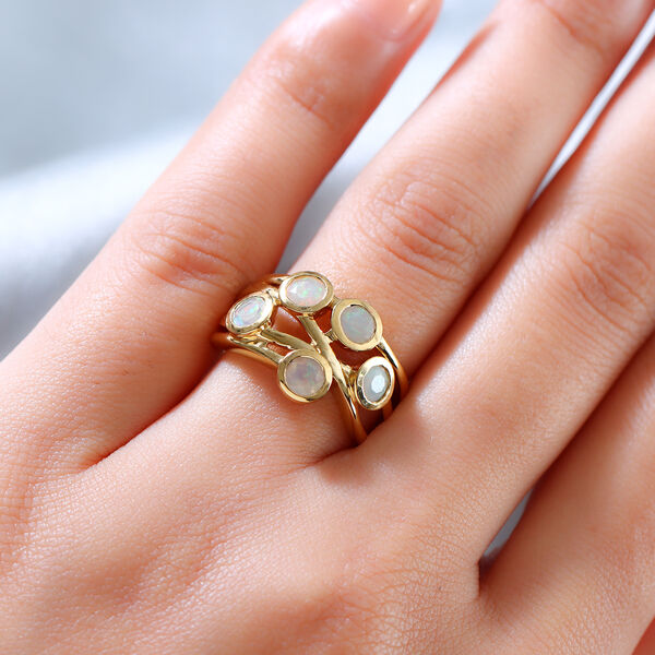 Nat&uuml;rlicher &Auml;thiopischer Opal Ring 925 Silber vergoldet image number 3