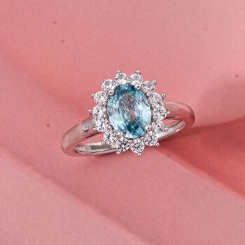D'Joy AA blauer und wei&szlig;er Zirkon Ring - 2,61 ct.