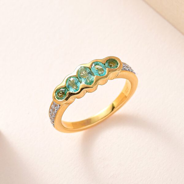 Kolumbianischer Smaragd Ring, 925 Silber Gelbgold Vermeil (Größe 17.00) ca. 1.07 ct image number 2