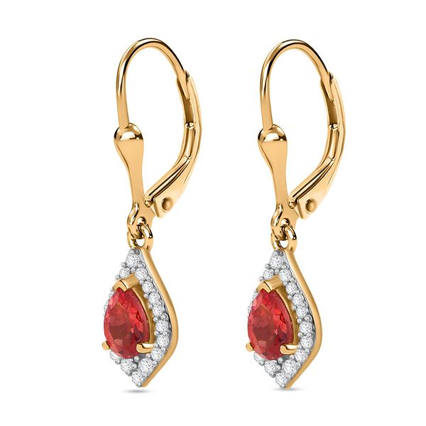 D'Joy Labor Padparadscha Saphir und Zirkon Anhänger und Ohrringe image number 11