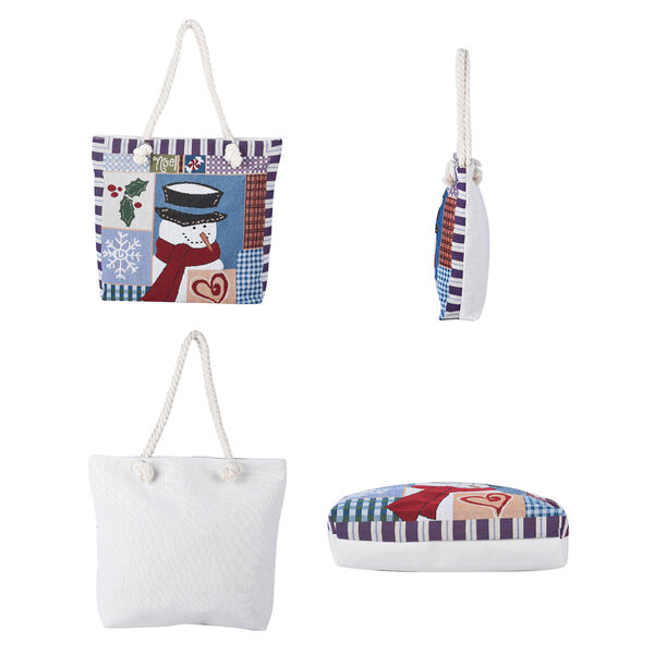 Jute Handtasche mit Schneemann, Gr&ouml;&szlig;e 42x34x9x37 cm, Schneeman image number 3