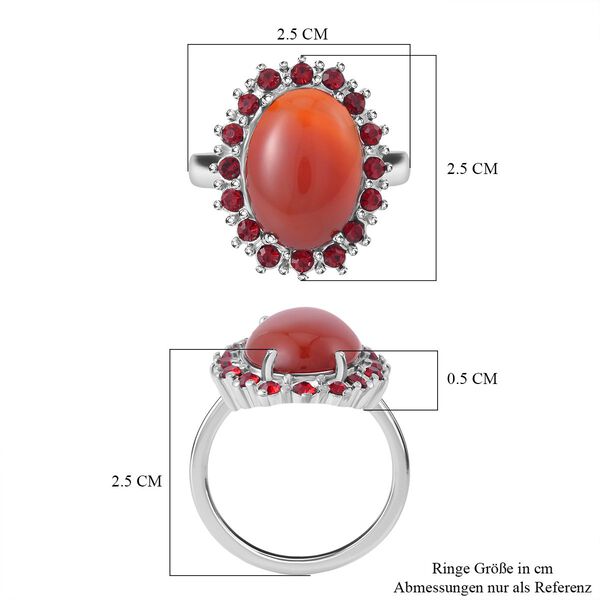 Gefärbter roter Achat, Roter Kristall Ring, 316L Edelstahl, (Größe 16.00), ca. 5.00 ct image number 7