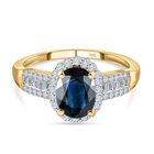AAA Ozean-grüner Saphir und weißer Diamant-Ring, 585 Gold (Größe 17.00) ca. 1,93 ct