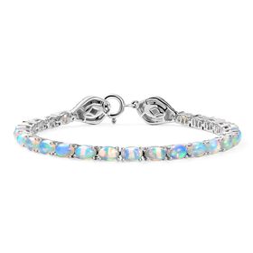 Natürlicher, äthiopischer Welo Opal, Schwarzer Spinell Armband ca. 19 cm 925 Silber rhodiniert ca. 8,09 ct.