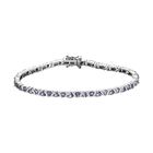 Tansanit, Weißer Zirkon Armband ca. 20 cm 925 Silber platiniert ca. 6.00 ct