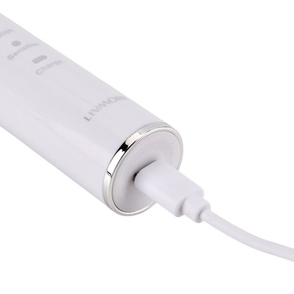 USB charging frequency sonic electric toothbrush - white Size: 24.5*2.5cm                              Weight: 116g                                    Material: ABS                                             3.7V 14500 lithium battery 500MA  2.5W Maximu image number 7