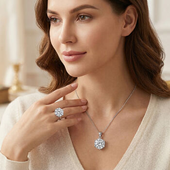 D'Joy Moissanit Ring und Anh&auml;nger mit 45cm Kette