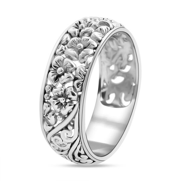 Royal Bali Kollektion- Frangipani (Plumeria) Bandring in 925 Silber image number 3