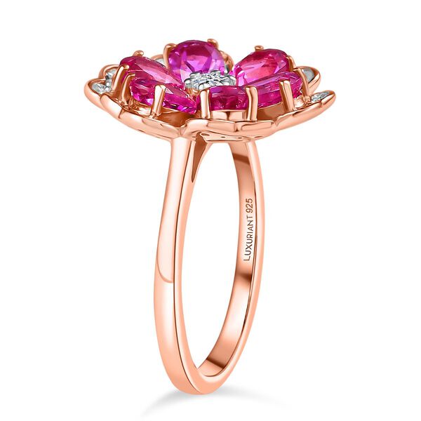 AAA Lab Created Rosa Saphir, Moissanit Ring 925 Silber 750 Roségold Vermeil (Größe 19.00) ca. 3,95 ct image number 4