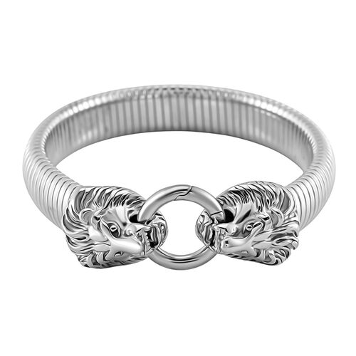 Löwendoppelkopf-Design Armband, Reiner Edelstahl, flexibel, ca. 45,60 g, silberfarben image number 0