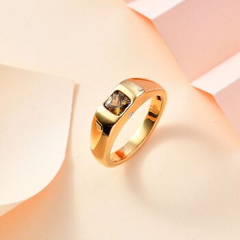 AA Nat&uuml;rlicher goldener Tansanit und Moissanit-Ring - 0,66 ct.