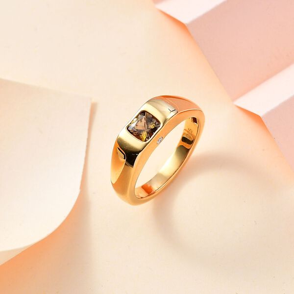 AA Natürlicher goldener Tansanit und Moissanit-Ring - 0,66 ct. image number 2