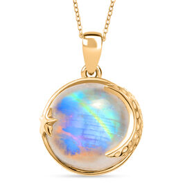 D'Joy AA Regenbogen Mondstein Anh&auml;nger mit 50cm Kette - 11,65 ct.