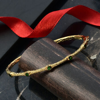 Nat&uuml;rlicher Chromdiopsid Armreif ca. 19 cm Nickelfreies Messing ca. 0.61 ct