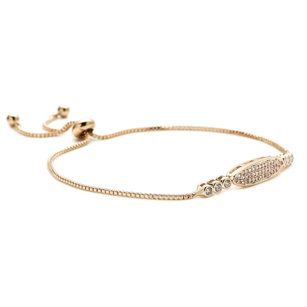 Weißes Zirkonia Bolo-Armband, ca. 15.25 cm, goldfarben ca. 0,20 ct image number 3