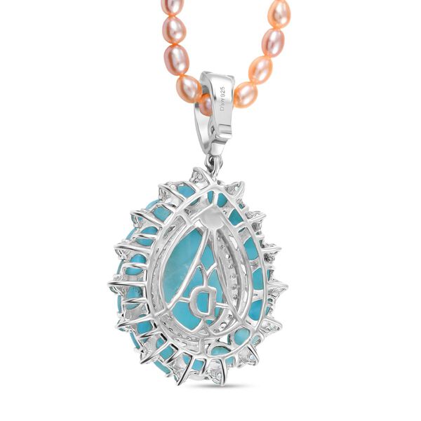 D'Joy Larimar, Süßwasser Perle, Neon Apatit und Zirkon Anhänger mit 45cm Kette - 64,93  ct. image number 5