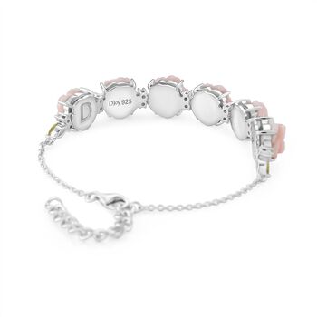 D'Joy Nat&uuml;rlicher Rosa K&ouml;nigsmuschel Perle (10x10 mm), Peridot Armband ca. 20 cm 925 Silber rhodiniert