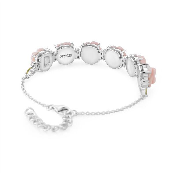 D'Joy Natürlicher Rosa Königsmuschel Perle, Peridot Armband ca. 20 cm 925 Silber rhodiniert image number 3