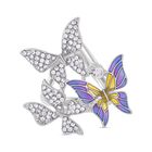 DIAMOON weißer Kristall und emaillierter Schmetterling-Schalring image number 2