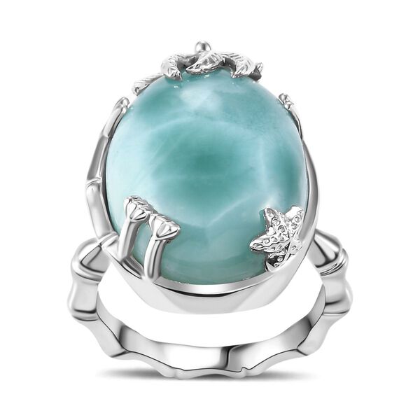 AA Nat&uuml;rlicher gr&uuml;ner Larimar und Zirkon Ring - 19,05 ct. image number 3