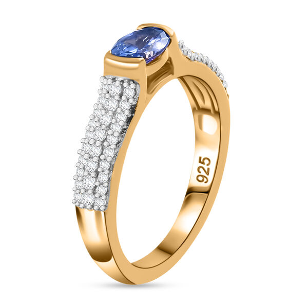 AA Tansanit und Zirkon-Ring, 925 Silber Gelbgold Vermeil  ca. 0,86 ct image number 5