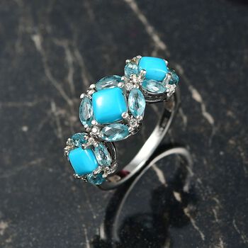 D'Joy AA Sleeping Beauty T&uuml;rkis Ring 925 Silber rhodiniert (Gr&ouml;&szlig;e 17.00) ca. 2,78 ct