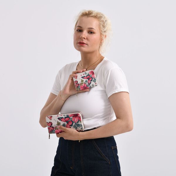 Schmetterlingsmuster-Geldb&ouml;rsen-Set und bedruckter Schal aus 100% Seide image number 2