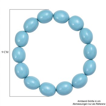 Flexibles Sleeping Beauty t&uuml;rkisfarbenes Oval Muschelkernperle Armband
