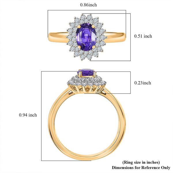 LUXORO AGI zertifiziert und gepr&uuml;ft AAA lila Saphir und Diamant Ring in 585 Gelbgold - 1,38 ct. image number 5