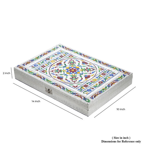 Minakari-Ringbox, oxidiertes Finish, Blumenpr&auml;gung, f&uuml;r 150 Ringe, 35,6x25x5,8 cm image number 7