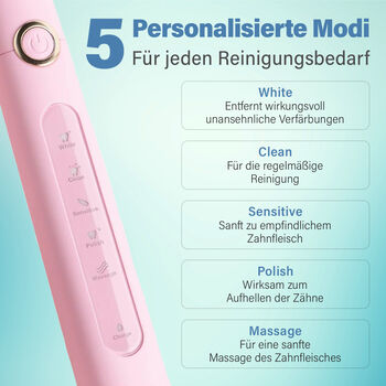 Fairywill- Zahnb&uuml;rste mit 4 B&uuml;rstenk&ouml;pfen, Rosa