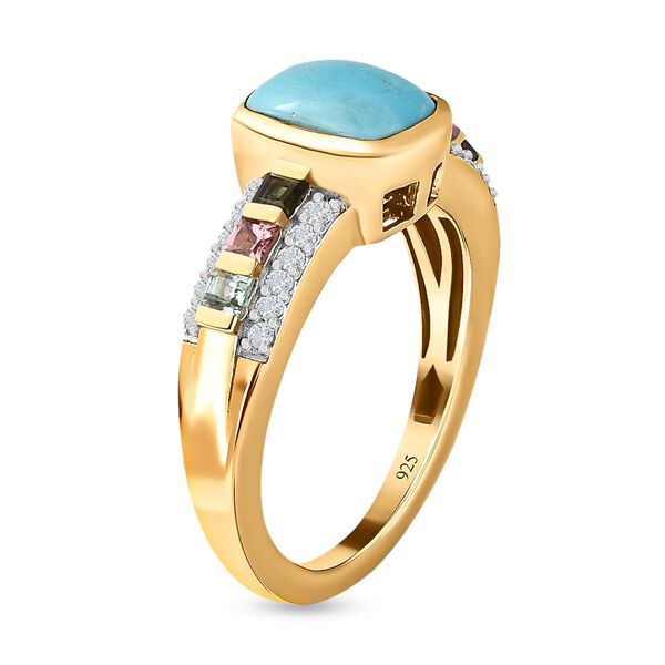Amerikanischer Sleeping Beauty Türkis, mehrfarbiger Turmalin und Zirkon-Ring - 2,30 ct. image number 5