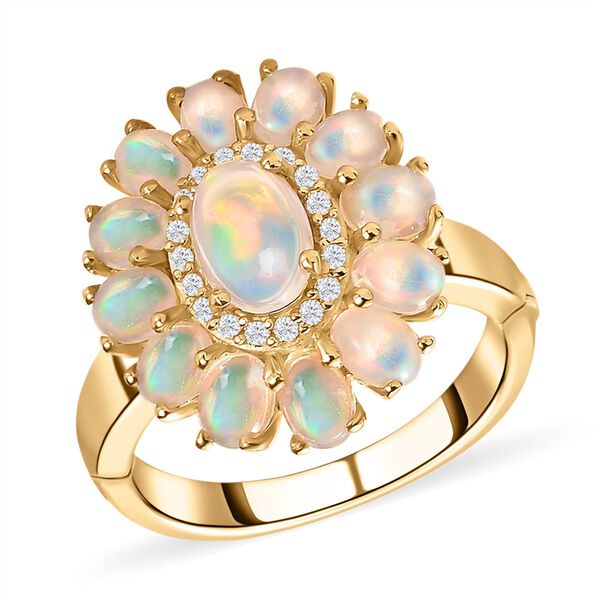 Natürlicher, äthiopischer Welo Opal Ring mit Öffnungsmechanismus, 925 Silber Gelbgold Vermeil (Größe 21.00) ca. 2.09 ct image number 4