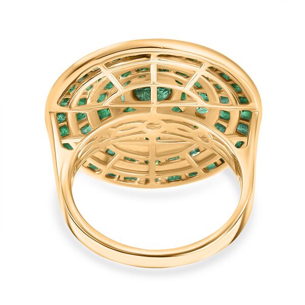 AA Kagem Sambischer Smaragd Ring 925 Silber 750 Gelbgold Vermeil  (Gr&ouml;&szlig;e 19.00) ca. 4.28 ct image number 6