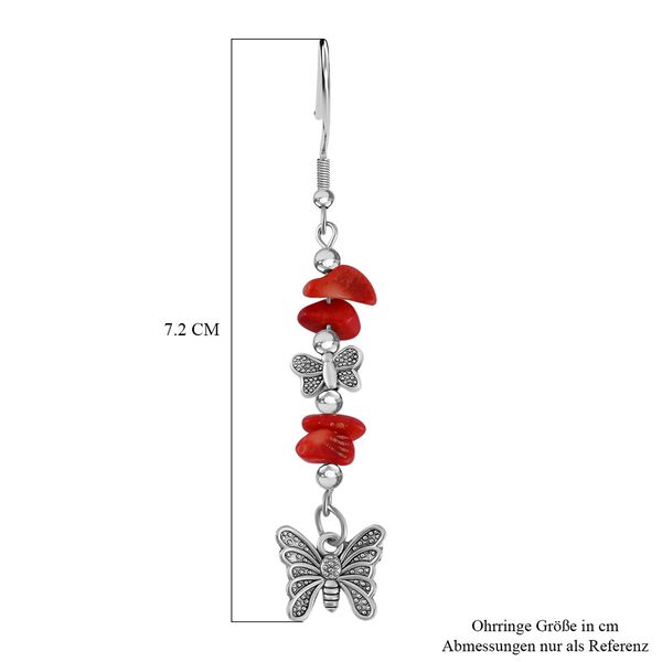 Blauer Howlit, Rote Koralle Schmuckset Reiner Edelstahl Schwarz oxidiert und Legierung Schwarz oxidiert ca. 75.00 ct image number 8