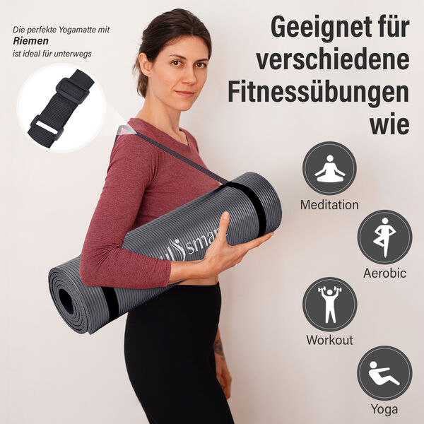 SOUL SMART - NBR Yoga-Matte, schwarz image number 3
